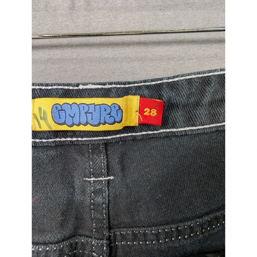 Empyre Mens Loose Fit Black Denim Jeans Skate Streetwear Size 28 Contrast Stitch
